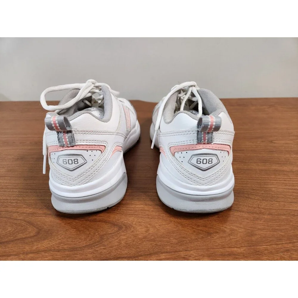 New Balance 608v5 Women 10 ~ Men 8.5 White Pink Leather Training Shoes WX608WP5